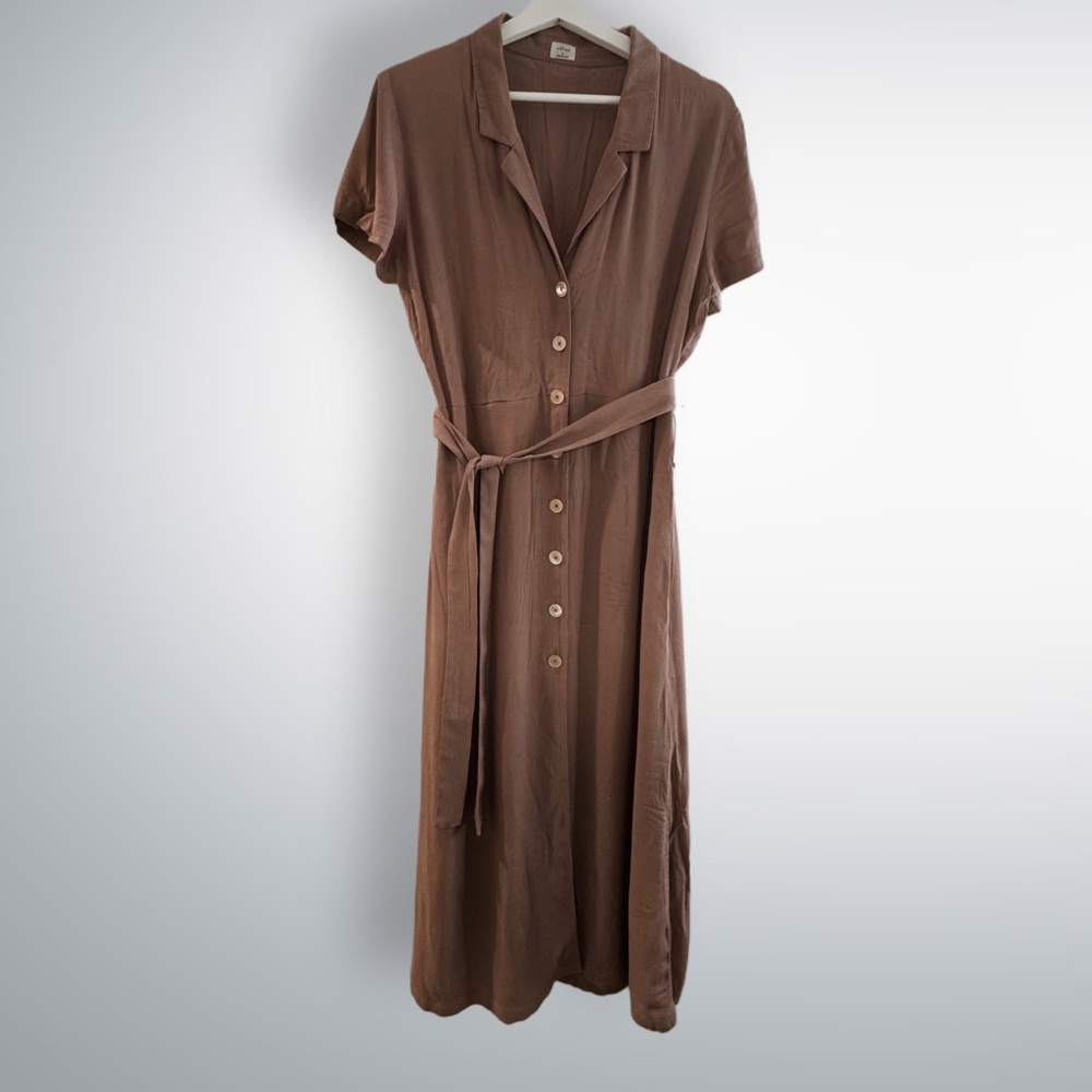 Elegant Mauve Button-Down Dress